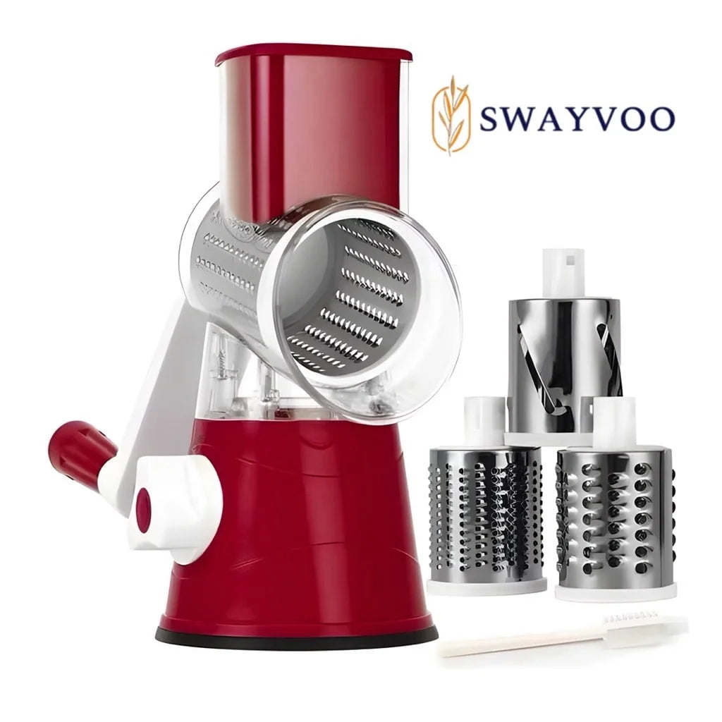 Rotary Cheese Grater Mandoline Cheese Shredder Vegetable Chopper Rotating Grater - Red