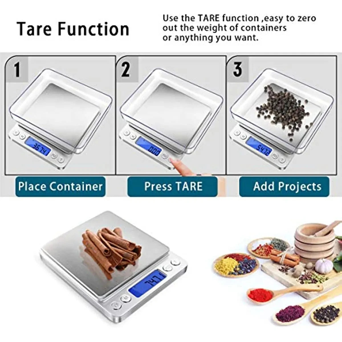 Digital Kitchen Scale 3000G/ 0.1G Small Jewelry Scale Food Scales Digital Weight Gram and Oz Digital Gram Scale with LCD/ Tare
