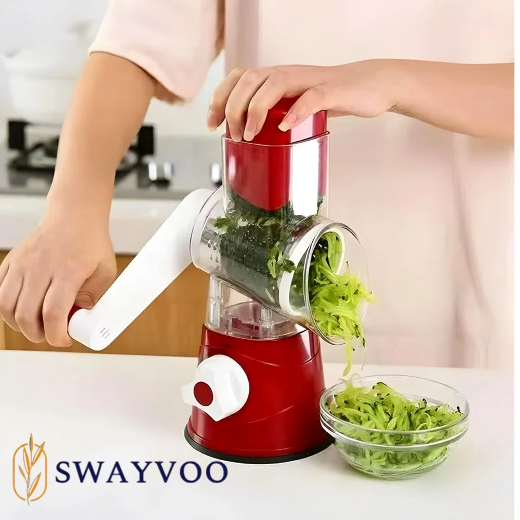 Rotary Cheese Grater Mandoline Cheese Shredder Vegetable Chopper Rotating Grater - Red