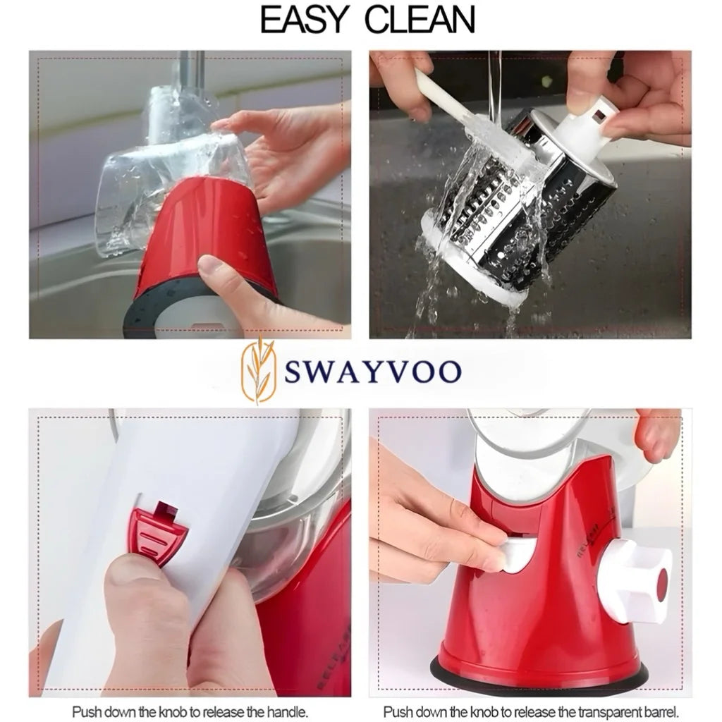 Rotary Cheese Grater Mandoline Cheese Shredder Vegetable Chopper Rotating Grater - Red