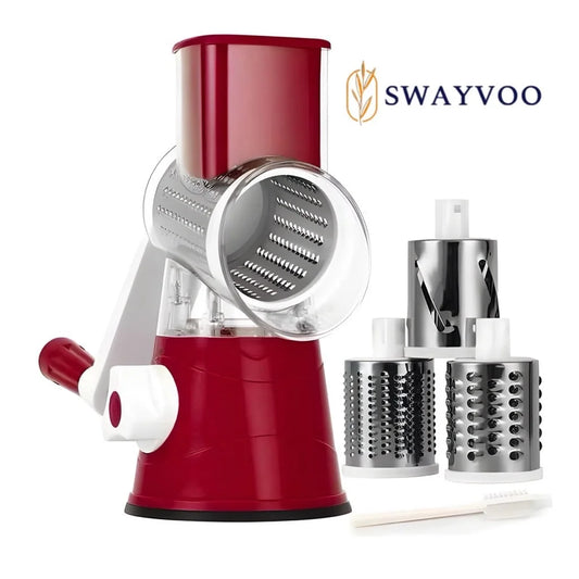 Rotary Cheese Grater Mandoline Cheese Shredder Vegetable Chopper Rotating Grater - Red