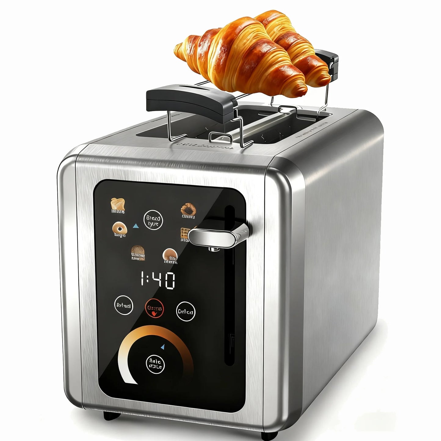 Touchscreen Toaster 2 Slice, Stainless Steel, Warming Rack, Wide Slots, Bagel, Defrost, 850W