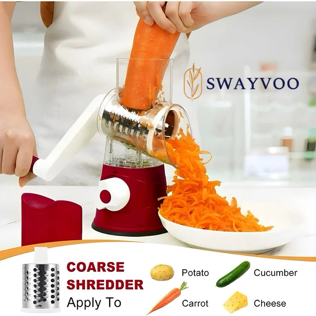 Rotary Cheese Grater Mandoline Cheese Shredder Vegetable Chopper Rotating Grater - Red