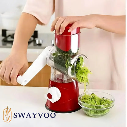 Rotary Cheese Grater Mandoline Cheese Shredder Vegetable Chopper Rotating Grater - Red